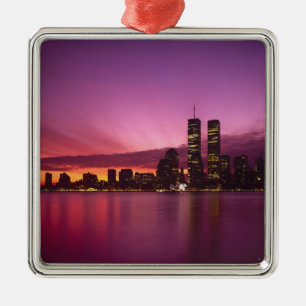 Ornamento De Metal Horizonte de Manhattan e Rio Hudson, Nova York,
