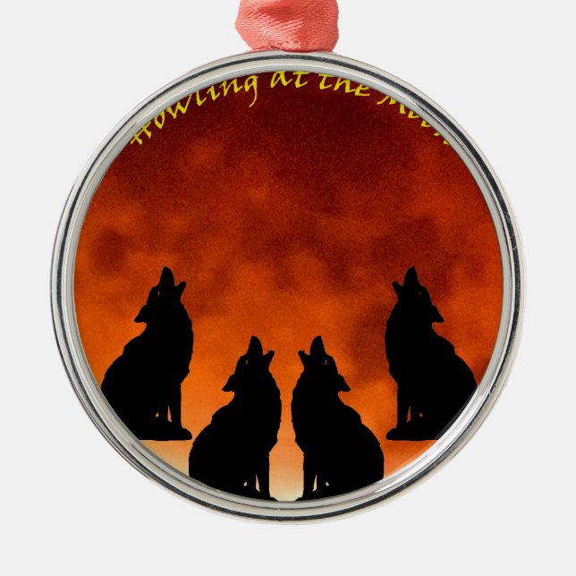 Ornamento De Metal Howling na Lua (Frente)