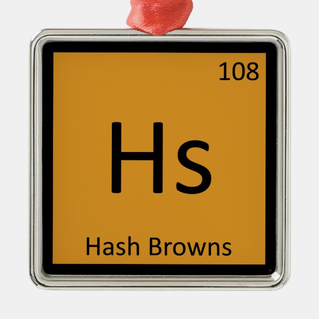 Ornamento De Metal Hs - Hash Browns Breakfast Chemistry Symbol (Frente)
