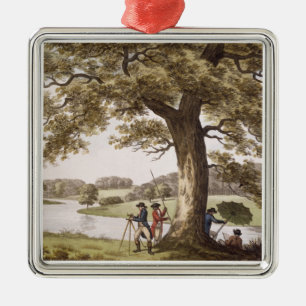 Ornamento De Metal Humphrey Repton que examina com um Theodolite