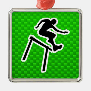 Ornamento De Metal Hurdler verde