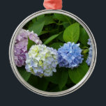 Ornamento De Metal Hydrangeas<br><div class="desc">Lindas e românticas hidrelétricas cor-de-rosa roxa-roxa- fotografia de H Cooper</div>