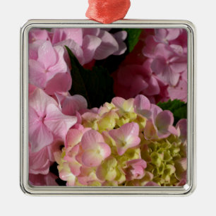 Ornamento De Metal Hydrangeas Rosa e Cream
