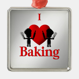 Ornamento De Metal I Heart Baking Bakers