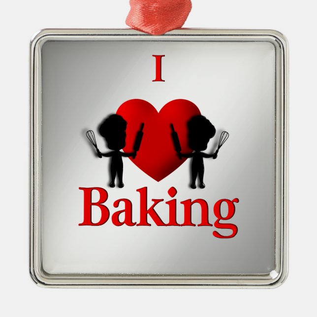 Ornamento De Metal I Heart Baking Bakers (Frente)