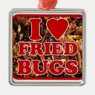 Ornamento De Metal I Love (Heart) Fried Insetos / Comestíveis Inseto