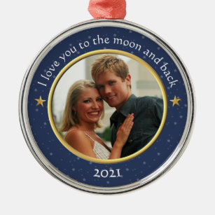 Ornamento De Metal I Love You to the Moon and Back Photo Ornament