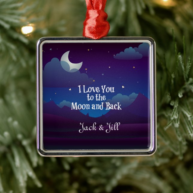Ornamento De Metal I Love You to the Moon and Back, template (Árvore)