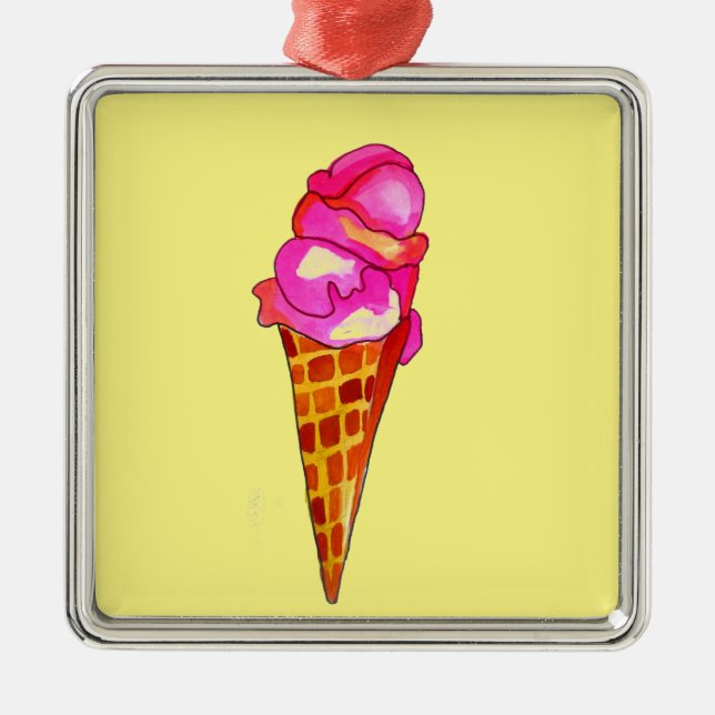 Ornamento De Metal icecream gelato cute food art (Frente)