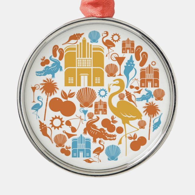 Ornamento De Metal Ícones de Florida (Frente)