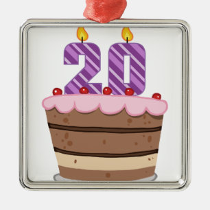Ornamento De Metal Idade 20 no bolo de aniversário