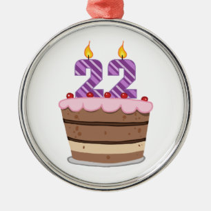 Ornamento De Metal Idade 22 no bolo de aniversário