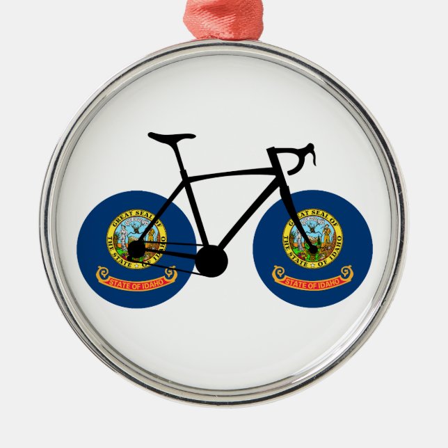 Ornamento De Metal Idaho Flag Cycling (Frente)