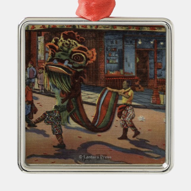 Ornamento De Metal Ideia da parada em Chinatown (Frente)