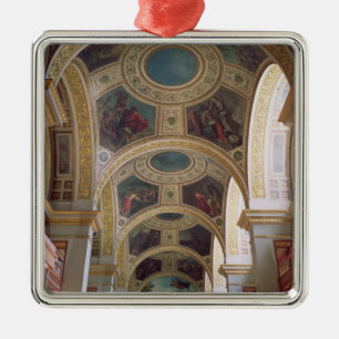 Ornamento De Metal Ideia do teto coffered da biblioteca com s dourado