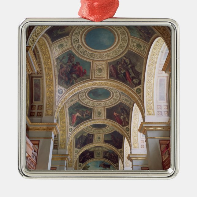 Ornamento De Metal Ideia do teto coffered da biblioteca com s dourado (Frente)