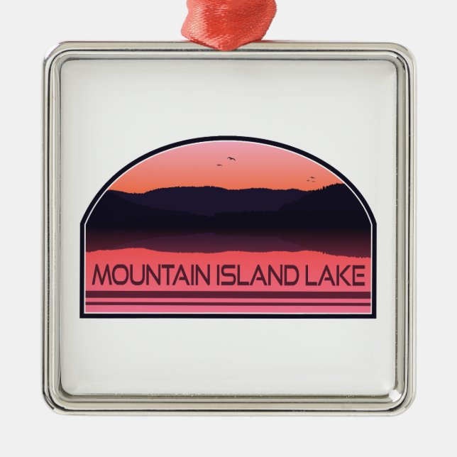 Ornamento De Metal Ilha Mountain Lake North Carolina Red Sunrise (Frente)