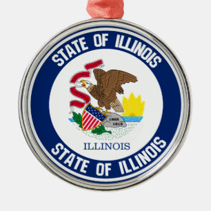 Ornamento De Metal Illinois Round Emblem