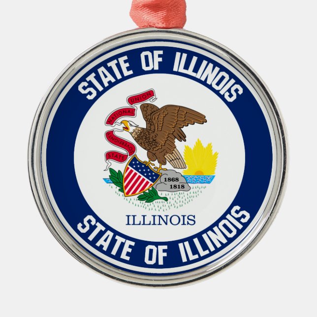 Ornamento De Metal Illinois Round Emblem (Frente)