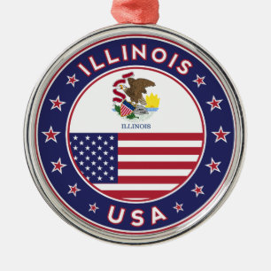 Ornamento De Metal Illinois, t-shirt de Illinois, adesivo de Illinois