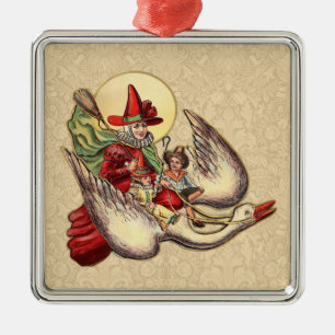 Ornamento De Metal Ilustração Antiga Infantil da Mamãe Gansa