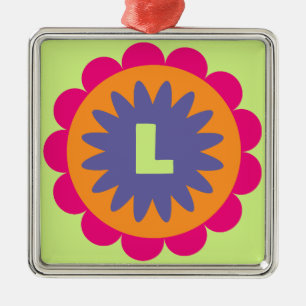 Ornamento De Metal ilustração das formas florais laranja e rosa