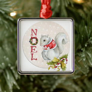 Ornamento De Metal Ilustração de Esquilo de Natal