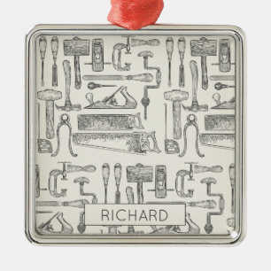 Ornamento De Metal Ilustração de ferramentas de carpintaria de madeir