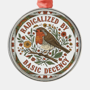 Ornamento De Metal Ilustração de Pássaro Radicalizado pela Decência B