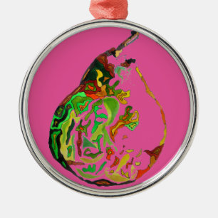 Ornamento De Metal Ilustração de pop de fruta de cor da água com d