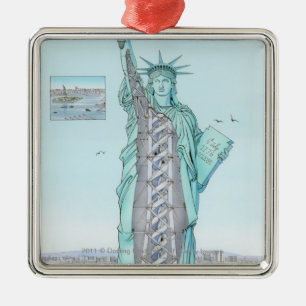 Ornamento De Metal Ilustração de seção transversal da estátua da