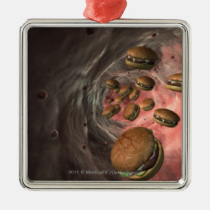 Ornamento De Metal Ilustração de um vaso sanguíneo com hamburguere