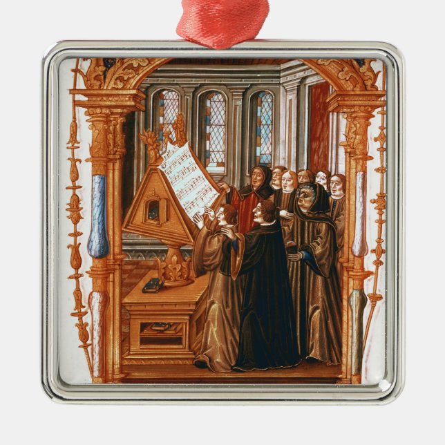 Ornamento De Metal Ilustração descrevendo o canto do coro (Frente)