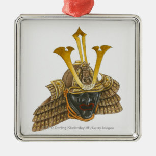Ornamento De Metal Ilustração do capacete do século XVI do samurai