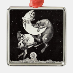 Ornamento De Metal Ilustração Noturna do Deus do Universo da Lua Cele