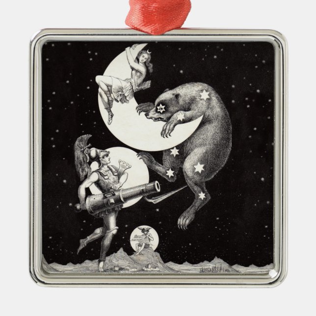 Ornamento De Metal Ilustração Noturna do Deus do Universo da Lua Cele (Frente)