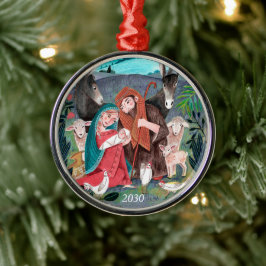 Ornamento De Metal Ilustração religiosa de Natal da Natividade