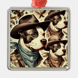 Ornamento De Metal Ilustração Vintage American Pit Bull Terrier