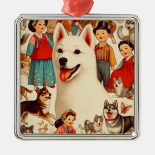 Ornamento De Metal Ilustração Vintage Coreano Jindo