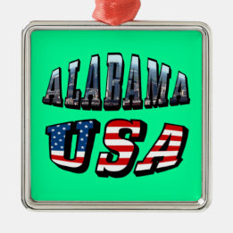 Ornamento De Metal Imagem do Alabama e bandeira dos EUA Font