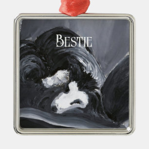 Ornamento De Metal Imagem Personalizada de Collie de Borda