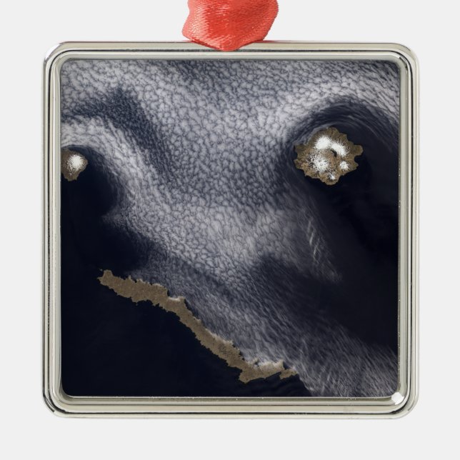 Ornamento De Metal Imagem por satélite da ilha Semisopochnoi (Frente)