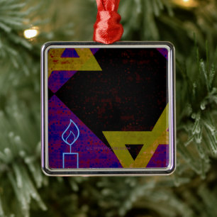 Ornamento De Metal Imagem temática de Hanukkah da SlipperyJoe's amare