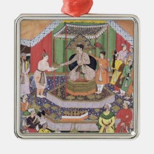 Ornamento De Metal Imperador Akbar (r.1556-1605) entertained por seu