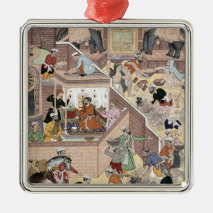Ornamento De Metal Imperador Akbar (r.1556-1605) que inspeciona o