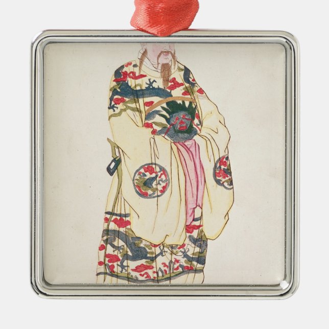 Ornamento De Metal Imperador chinês no traje cerimonial (Frente)