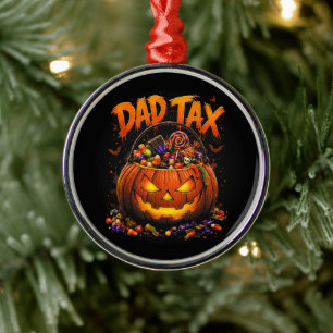 Ornamento De Metal Imposto de Pai Engraçado de Halloween Abóbora
