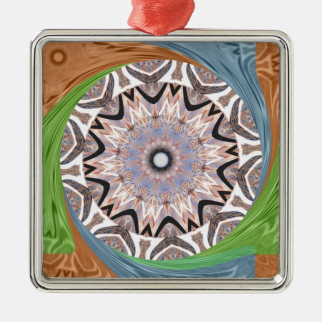 Ornamento De Metal Impressão Africano Whirl Art (Frente)