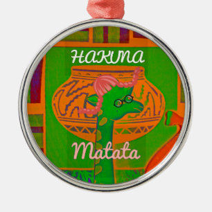 Ornamento De Metal Impressão de Arte Girafa Hakuna