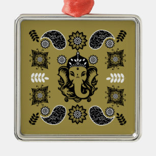 Ornamento De Metal Impressão de Arte Hindu com Tema Ganesha